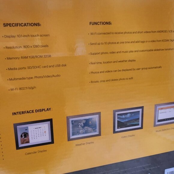 KODAK 10 Inch WiFi Digital Picture Frame,1280x800 HD IPS Touch Screen NIB - Picture 3 of 7